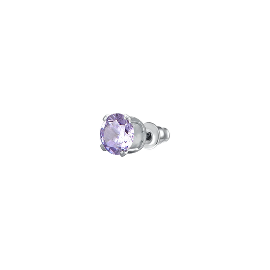 luca barra - MONO ORECCHINO DONNA IN ACCIAIO CON ZIRCONE VIOLA