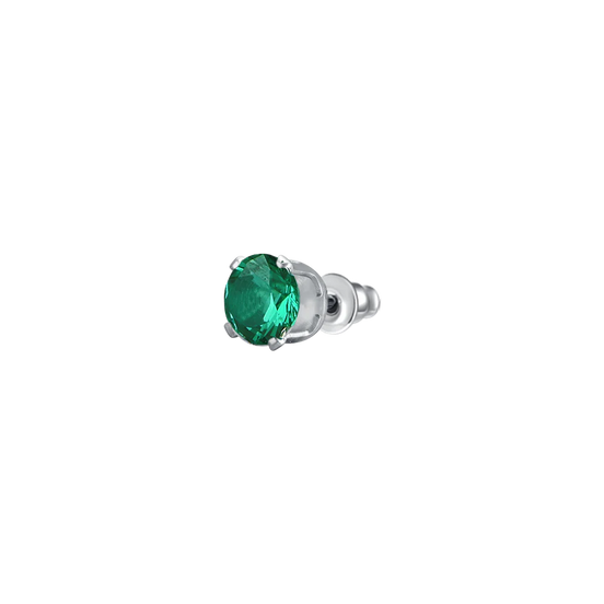 luca barra - MONO ORECCHINO DONNA IN ACCIAIO CON ZIRCONE VERDE