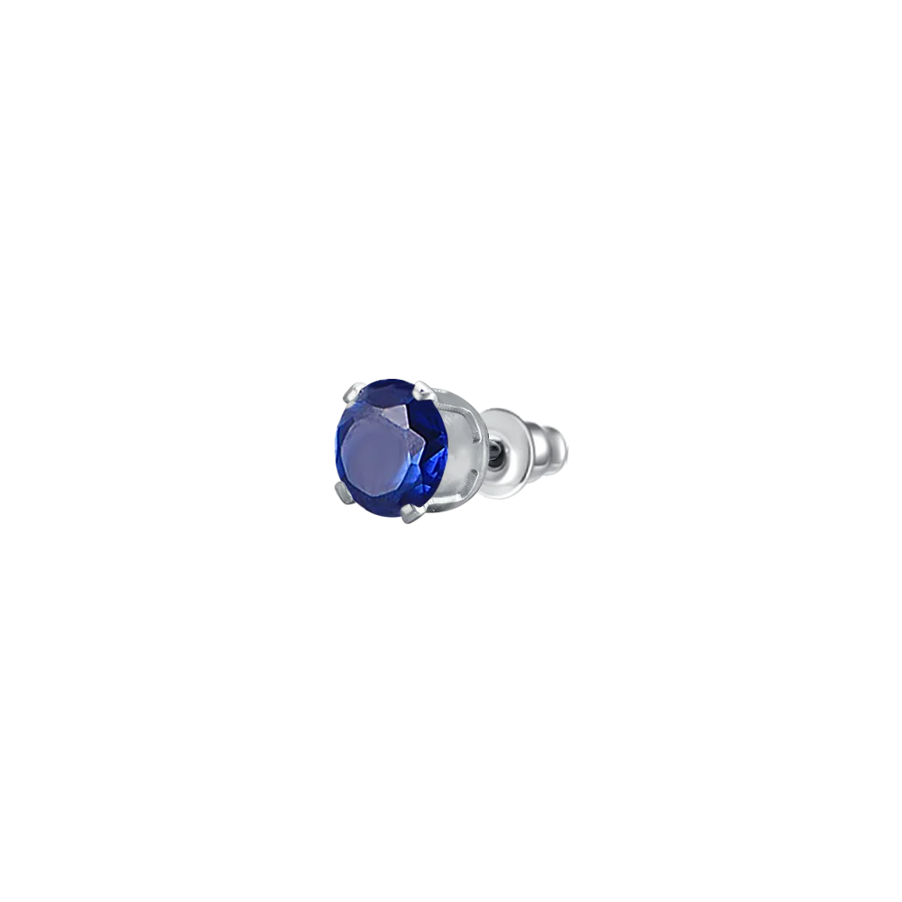luca barra - MONO ORECCHINO DONNA IN ACCIAIO CON ZIRCONE BLU