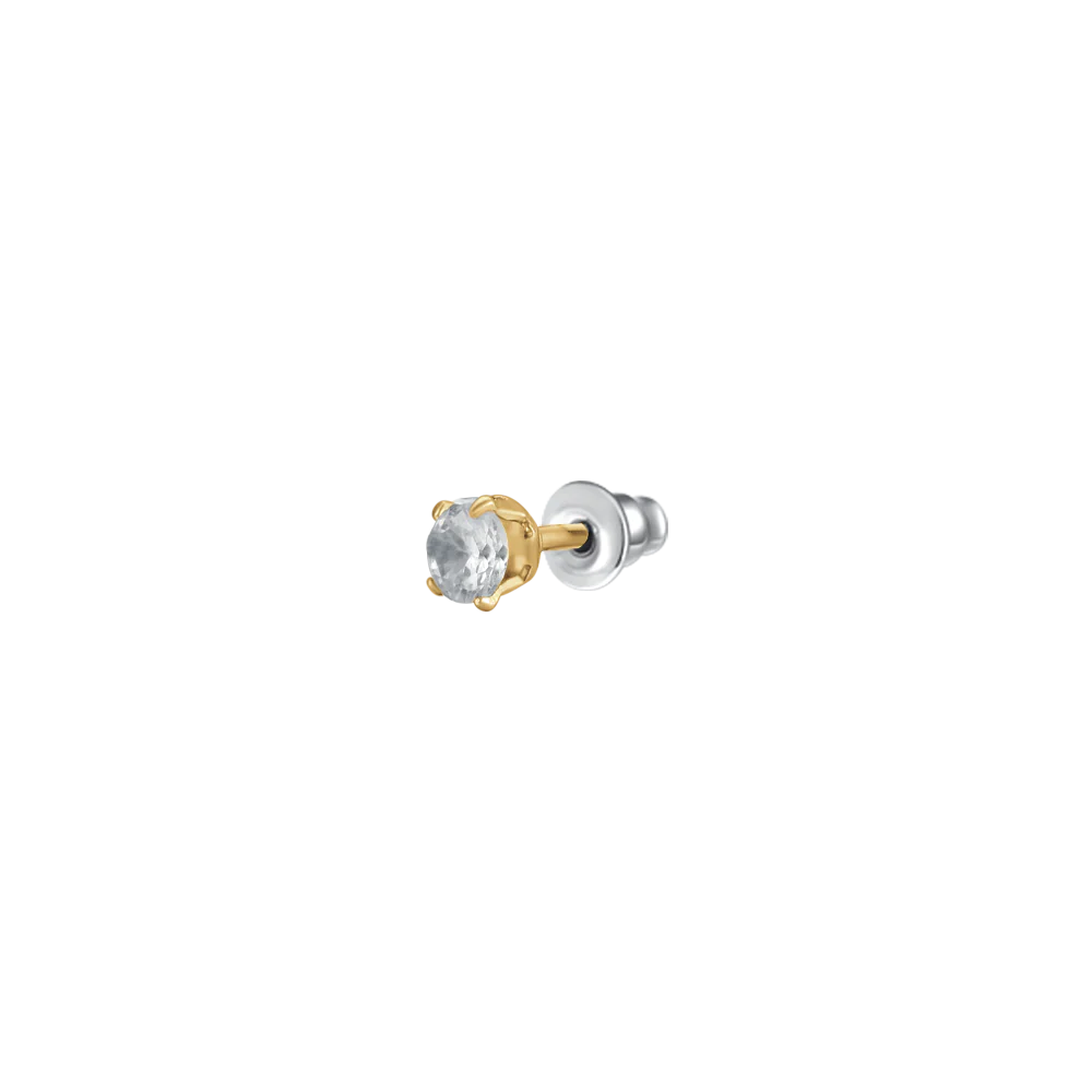 luca barra - MONO ORECCHINO DONNA IN ACCIAIO IP GOLD CON ZIRCONE BIANCO