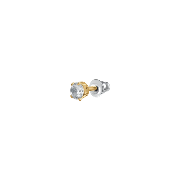 luca barra - MONO ORECCHINO DONNA IN ACCIAIO IP GOLD CON ZIRCONE BIANCO