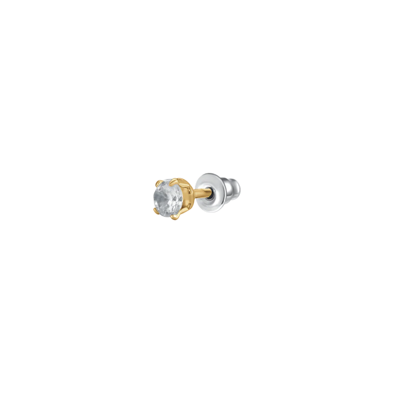 luca barra - MONO ORECCHINO DONNA IN ACCIAIO IP GOLD CON ZIRCONE BIANCO