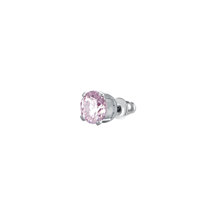 luca barra - MONO ORECCHINO DONNA IN ACCIAIO CON ZIRCONE ROSA