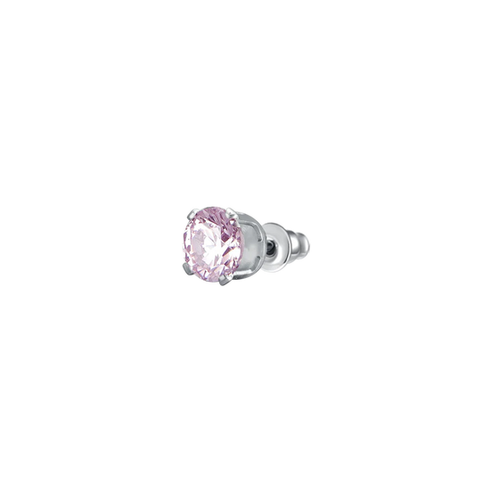 luca barra - MONO ORECCHINO DONNA IN ACCIAIO CON ZIRCONE ROSA