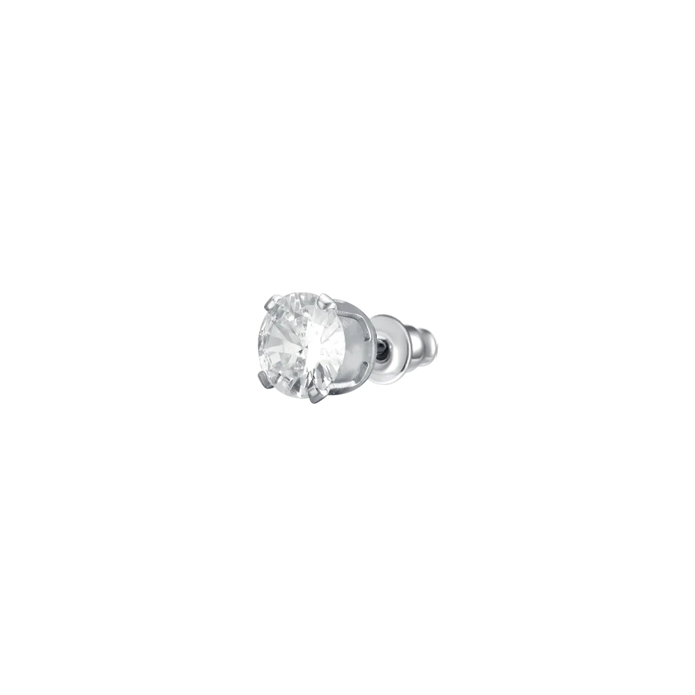 luca barra - MONO ORECCHINO DONNA IN ACCIAIO CON ZIRCONE BIANCO