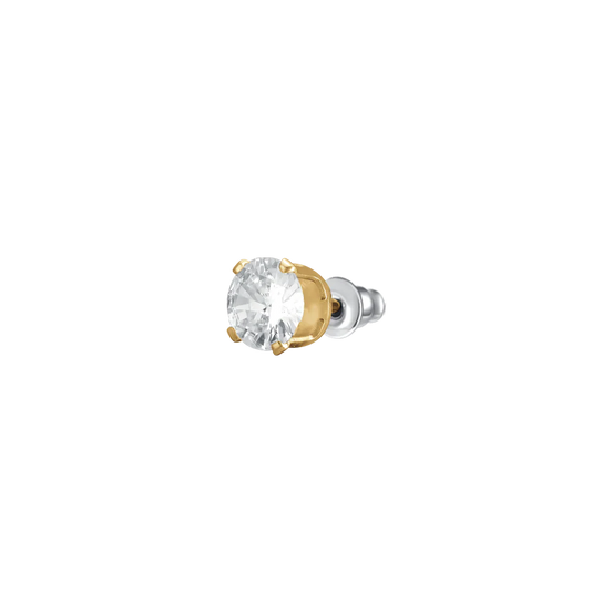 luca barra - MONO ORECCHINO DONNA IN ACCIAIO IP GOLD CON ZIRCONE BIANCO
