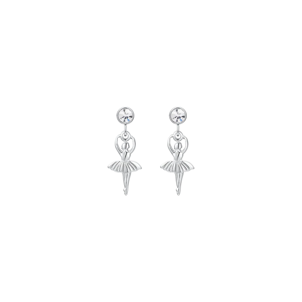 luca barra - ORECCHINI DONNA IN ACCIAIO CON BALLERINA E ZIRCONE BIANCO