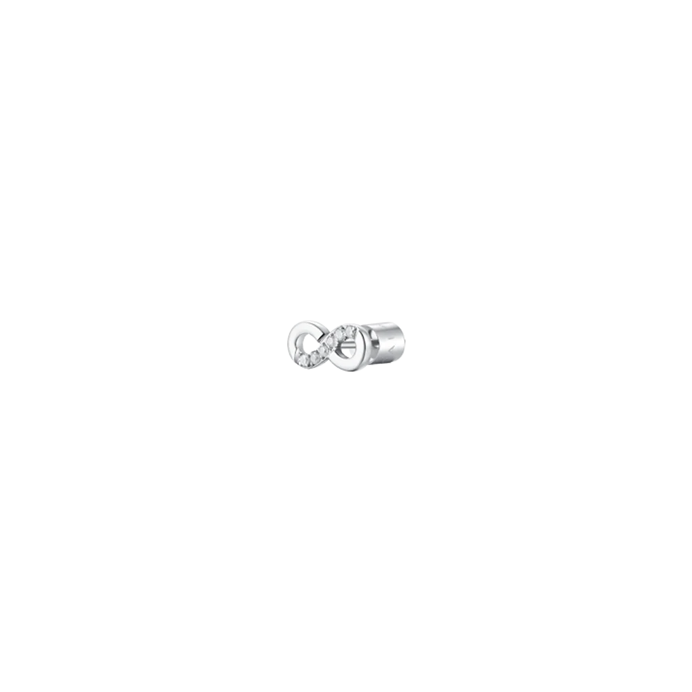 luca barra - MONO ORECCHINO DONNA IN ACCIAIO CON INFINITO CON PUNTI LUCE ZIRCONE BIANCO