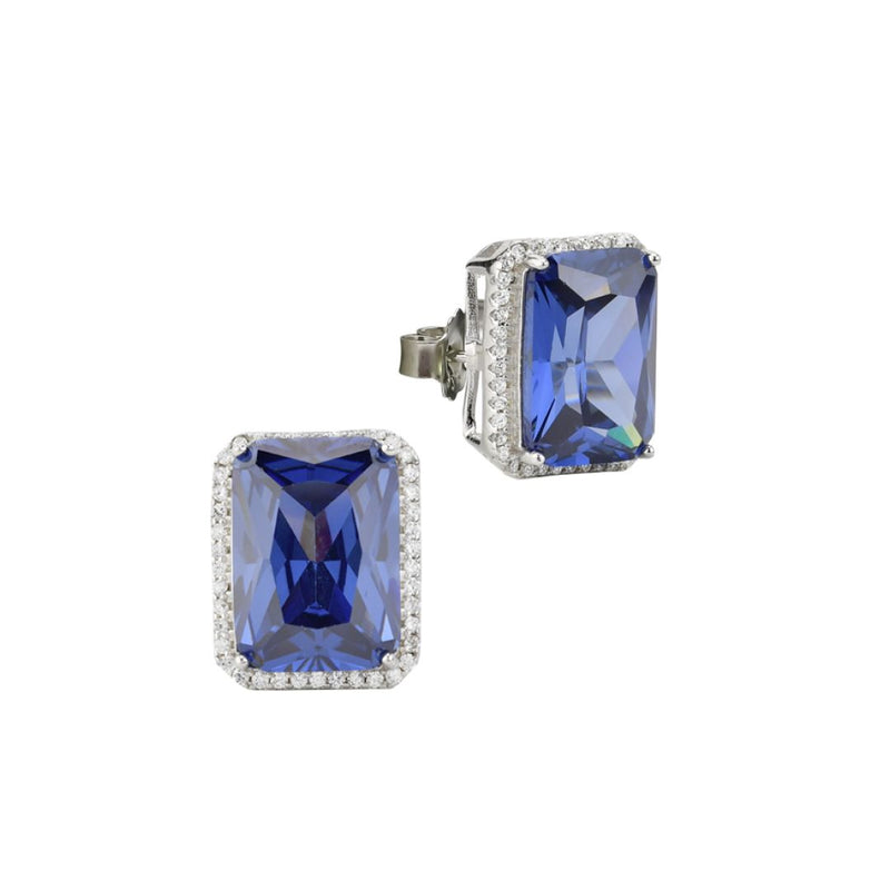 OR812B Orecchini a lobo con cristallo tanzanite circondato da zirconi