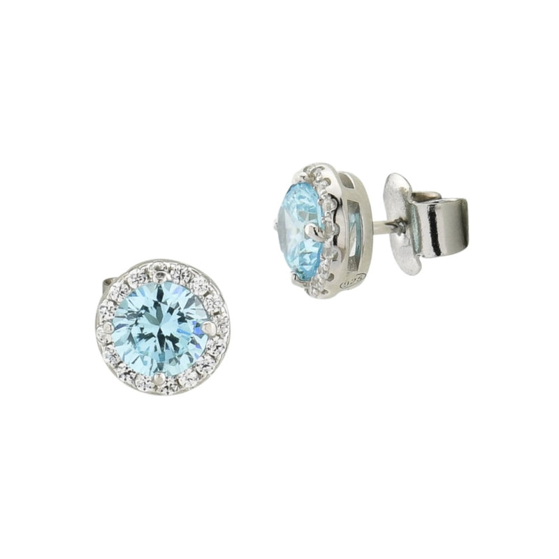 BOCCADAMO OR826A Orecchini a lobo con cristallo acquamarina circondato da zirconi
