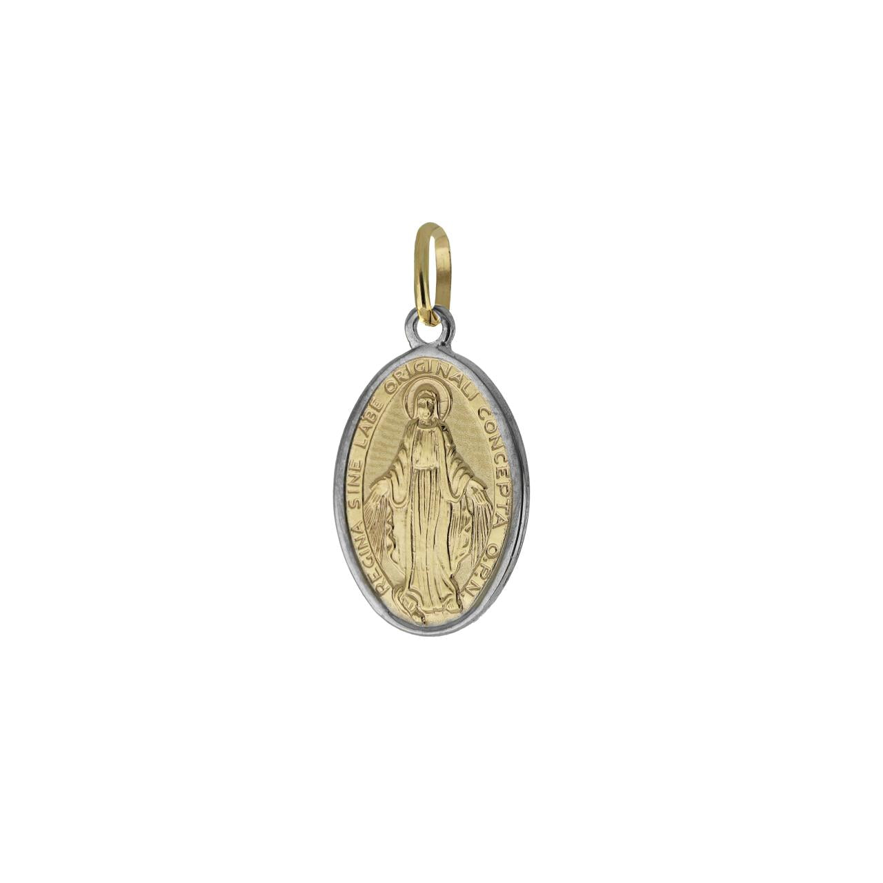 igold - Medaglia Miracolosa Ovale Bicolore in Oro 375% 9kt