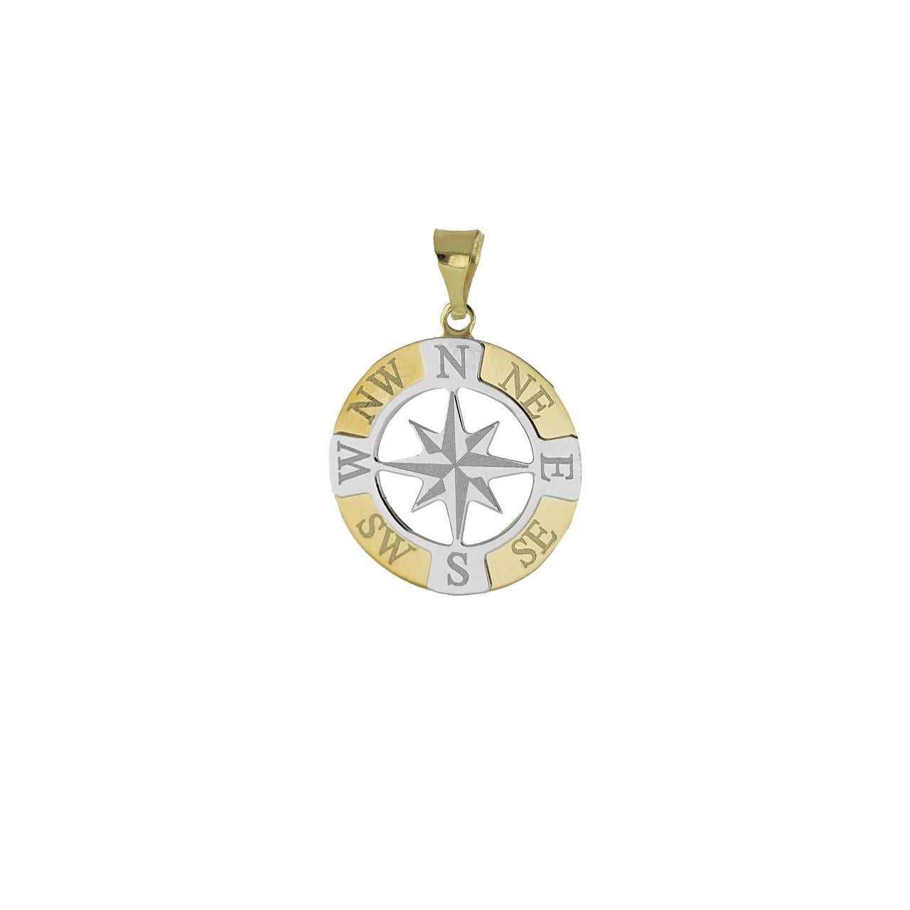 igold - Ciondolo rosa dei venti in oro 375% 9kt bicolore