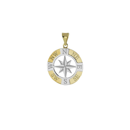 igold - Ciondolo rosa dei venti in oro 375% 9kt bicolore