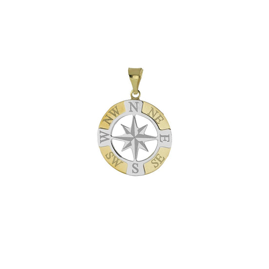 igold - Ciondolo rosa dei venti in oro 375% 9kt bicolore