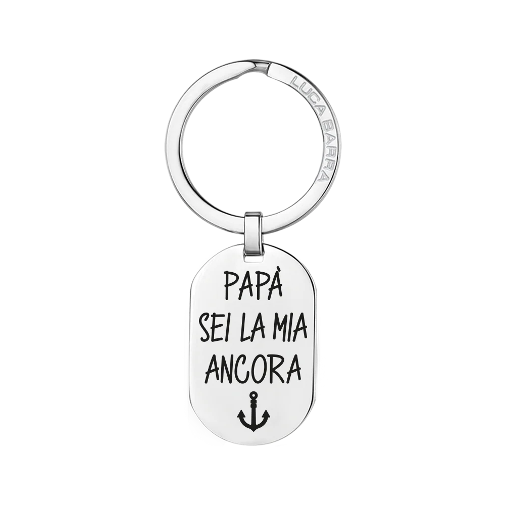luca barra - PORTACHIAVI UOMO IN ACCIAIO PAPA' SEI LA MIA ANCORA