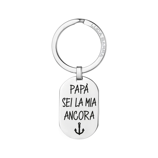 luca barra - PORTACHIAVI UOMO IN ACCIAIO PAPA' SEI LA MIA ANCORA