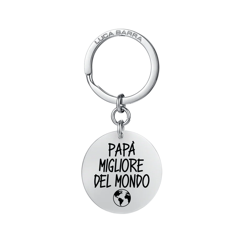 luca barra - PORTACHIAVI UOMO IN ACCIAIO PAPA' MIGLIORE AL MONDO