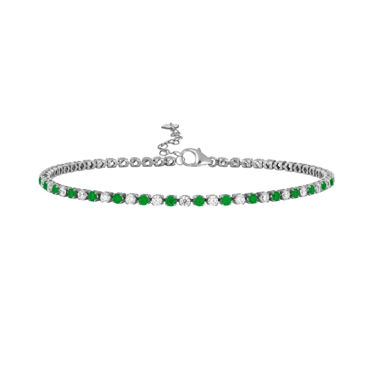 igold - Bracciale Tennis in Oro 375% 9kt con Zirconi Bianchi e verdi