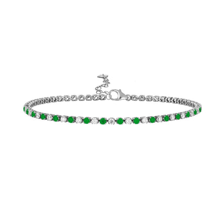 igold - Bracciale Tennis in Oro 375% 9kt con Zirconi Bianchi e verdi