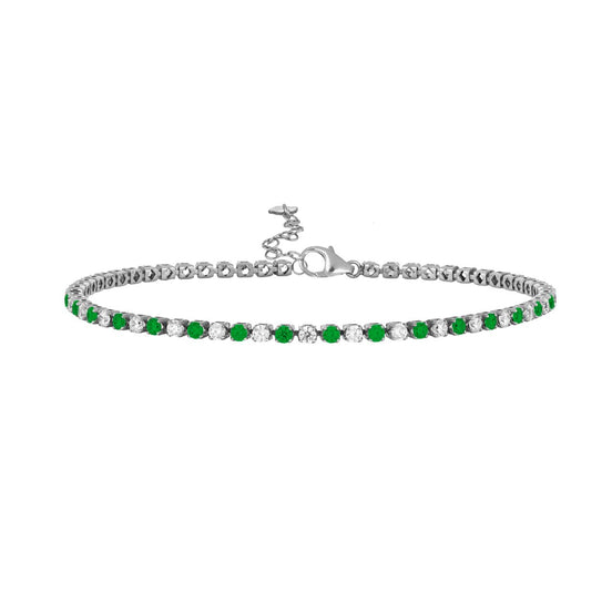 igold - Bracciale Tennis in Oro 375% 9kt con Zirconi Bianchi e verdi
