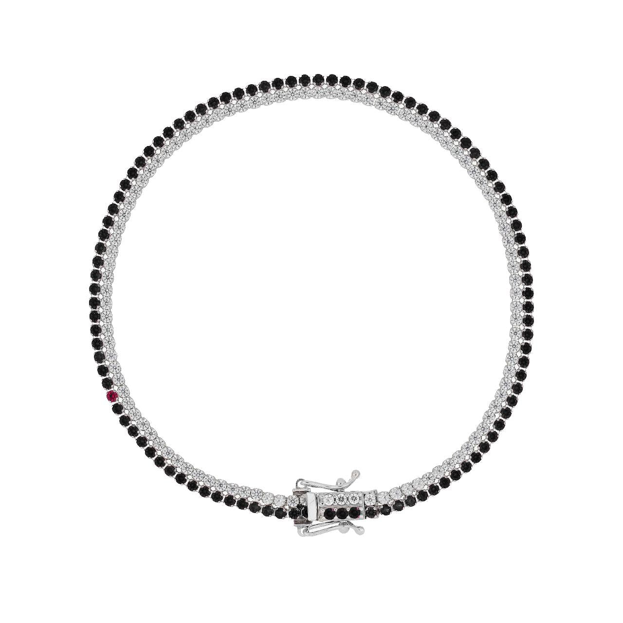 igold - Bracciale Tennis in Oro 375% 9kt con Zirconi Bianchi e Neri