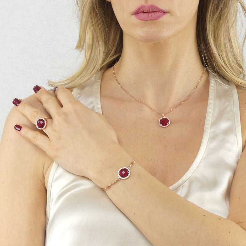 Anello boccadamo XAN190RS con cristallo rosso tormalina