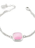 Bracciale rodiato con doppia catena e cristallo grande rosa baby XB1009R