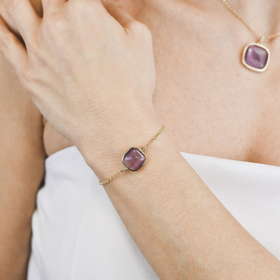 XB1014DP Bracciale placcato oro giallo con cristallo purple