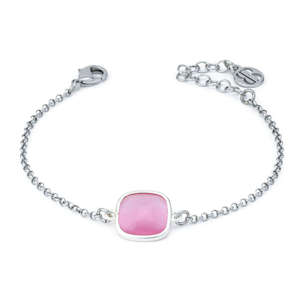 Bracciale con cristallo quadrato rosa baby XB1014R