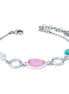 Bracciale rodiato con tre cristalli multicolor e moduli circolari XB1016R