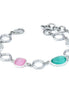 Bracciale rodiato con quattro cristalli multicolor e moduli circolari XB1017A