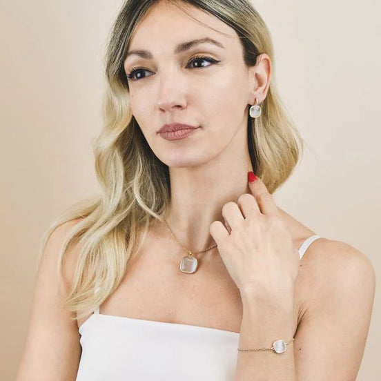 XGR715DW Collana placcata oro giallo con pendente white e zirconi