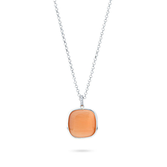 XGR715O COLLANA BOCCADAMO DONNA RODIATA CON PENDENTE DI CRISTALLO ORANGE E ZIRCONI