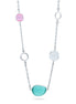 Collana boccadamo rodiata lunga con intercalari di cristalli multicolor XGR719