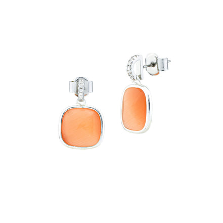 XOR727O Orecchini con cristallo orange e zirconi
