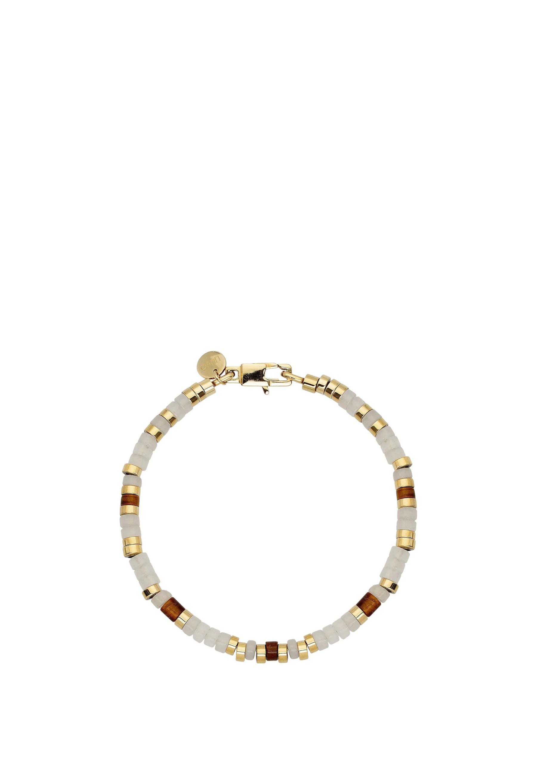 Liu Jo - Bracciale Uomo  In Acciaio Dorato Con Pietre Occhio Di Tigre MLJ576