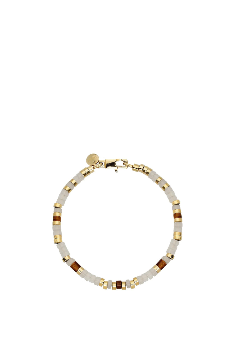 Liu Jo - Bracciale Uomo  In Acciaio Dorato Con Pietre Occhio Di Tigre MLJ576