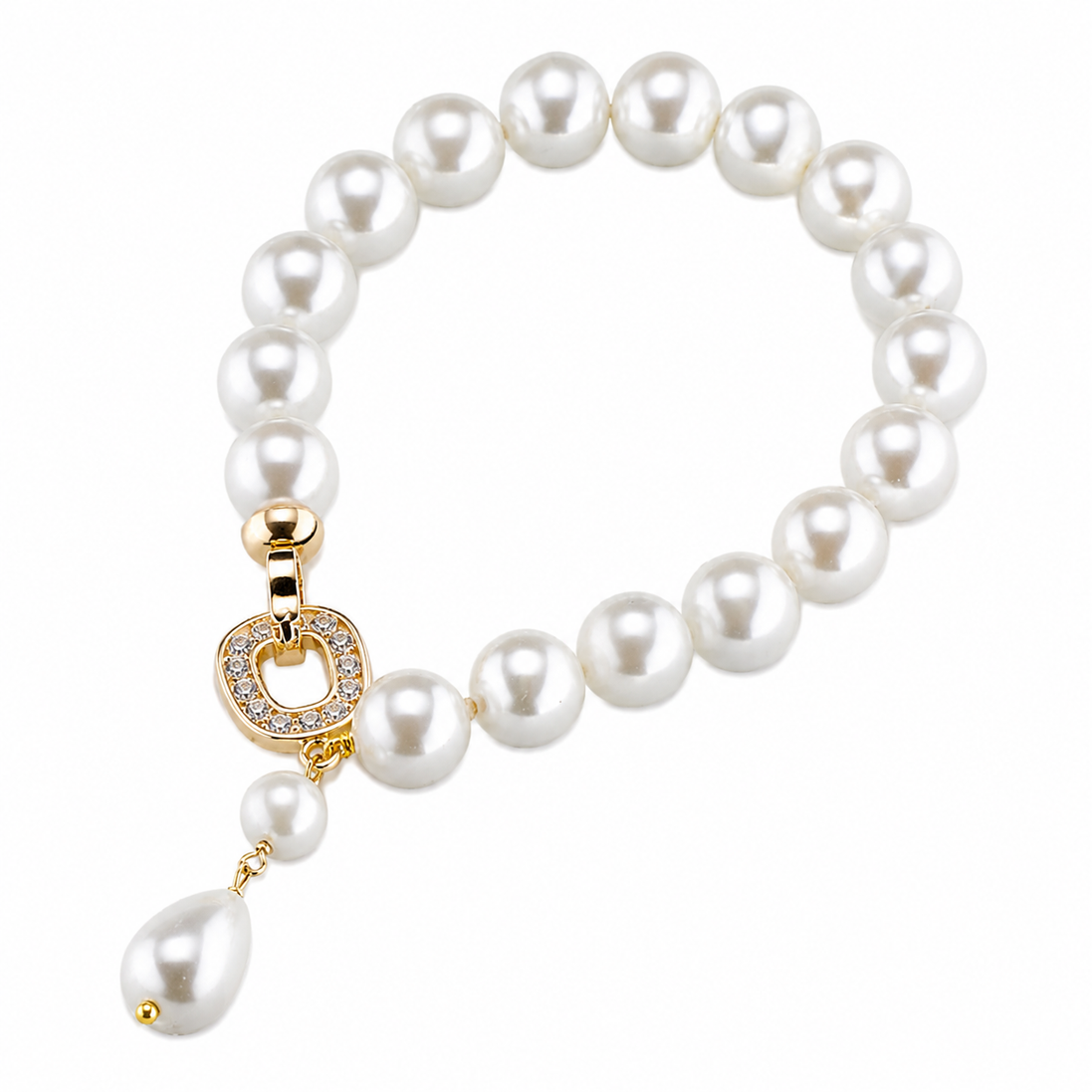 Sovrani - bracciale ottone con perle bianche
