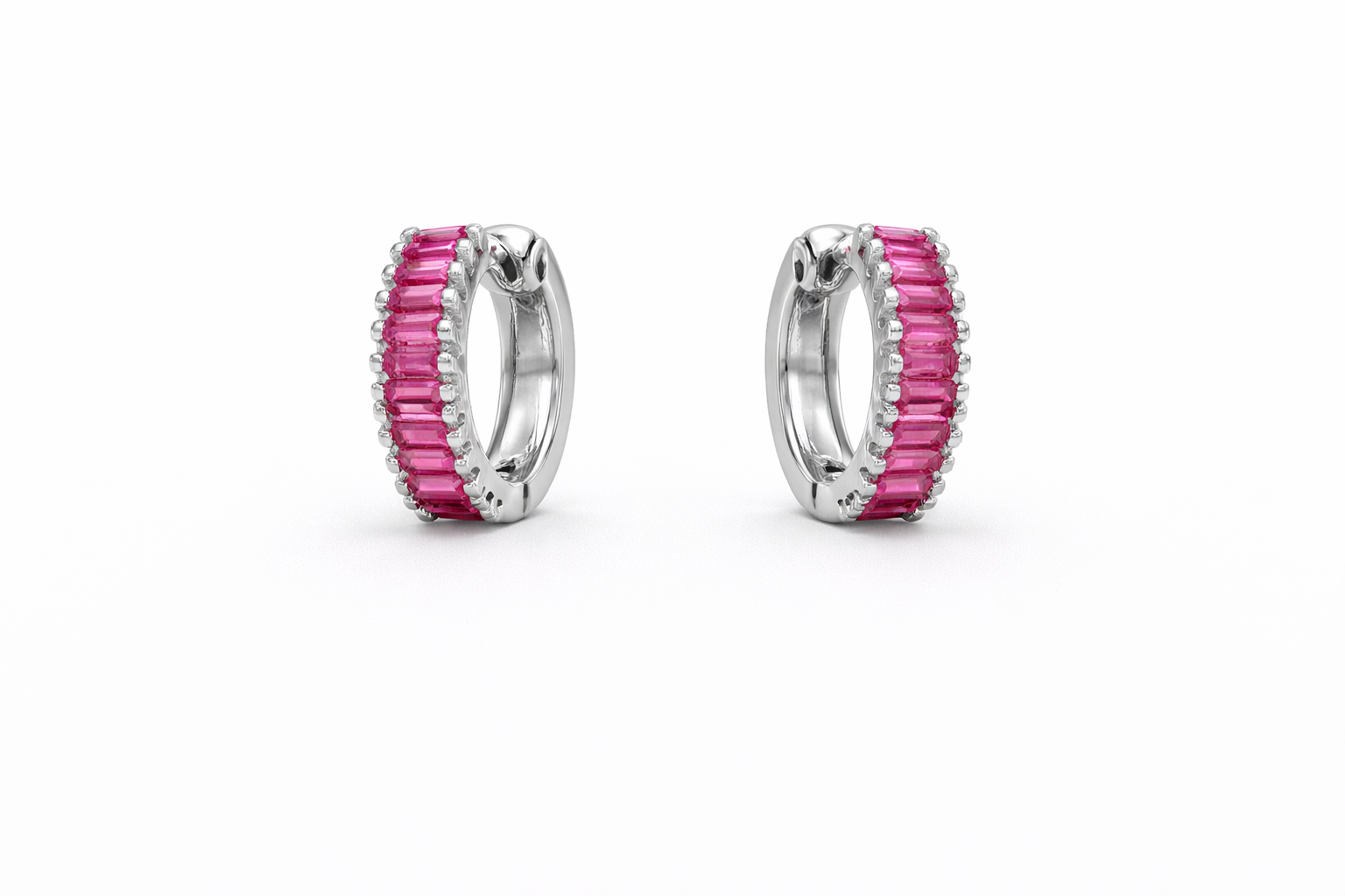 fico gioielli - Orecchini Cerchio con Pietre Rosa in Argento 925