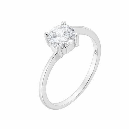 BYSIMON - Anello in Argento 925 solitario con zircone
