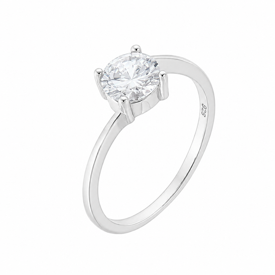BYSIMON - Anello in Argento 925 solitario con zircone