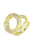 KAN021D Anello placcato oro giallo con centrale circolare di pavè di zirconi