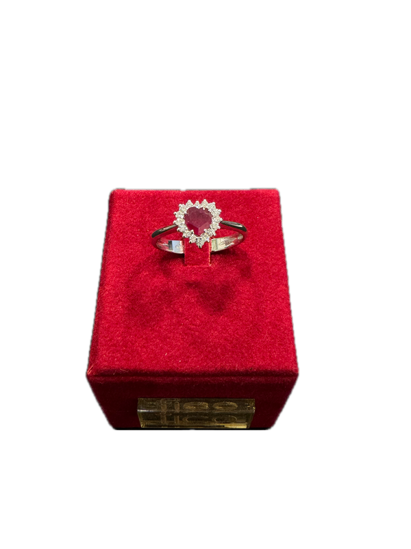 Fico Gioielli - Anello cuore oro con rubino e diamanti
