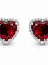 fico gioielli - Orecchini Cuore con Pietra Rossa e Zirconi in Argento 925