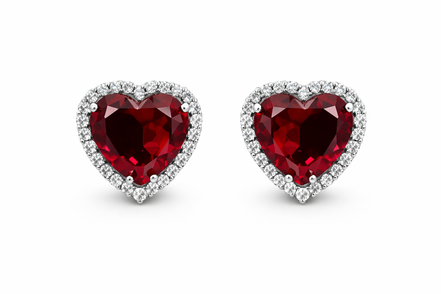 fico gioielli - Orecchini Cuore con Pietra Rossa e Zirconi in Argento 925