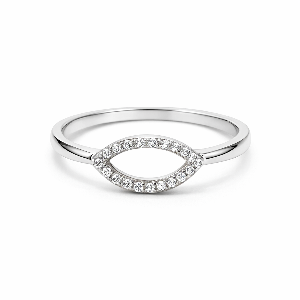 fico gioielli - Anello Ovale in Argento 925 con Zirconi