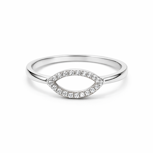 fico gioielli - Anello Ovale in Argento 925 con Zirconi