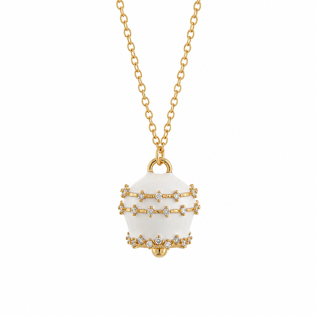 BYSIMON - Collana in Argento 925 con campanella bianca