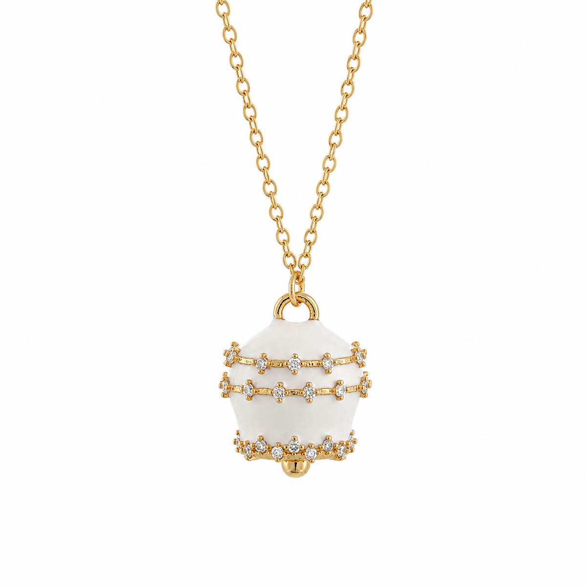 BYSIMON - Collana in Argento 925 con campanella bianca