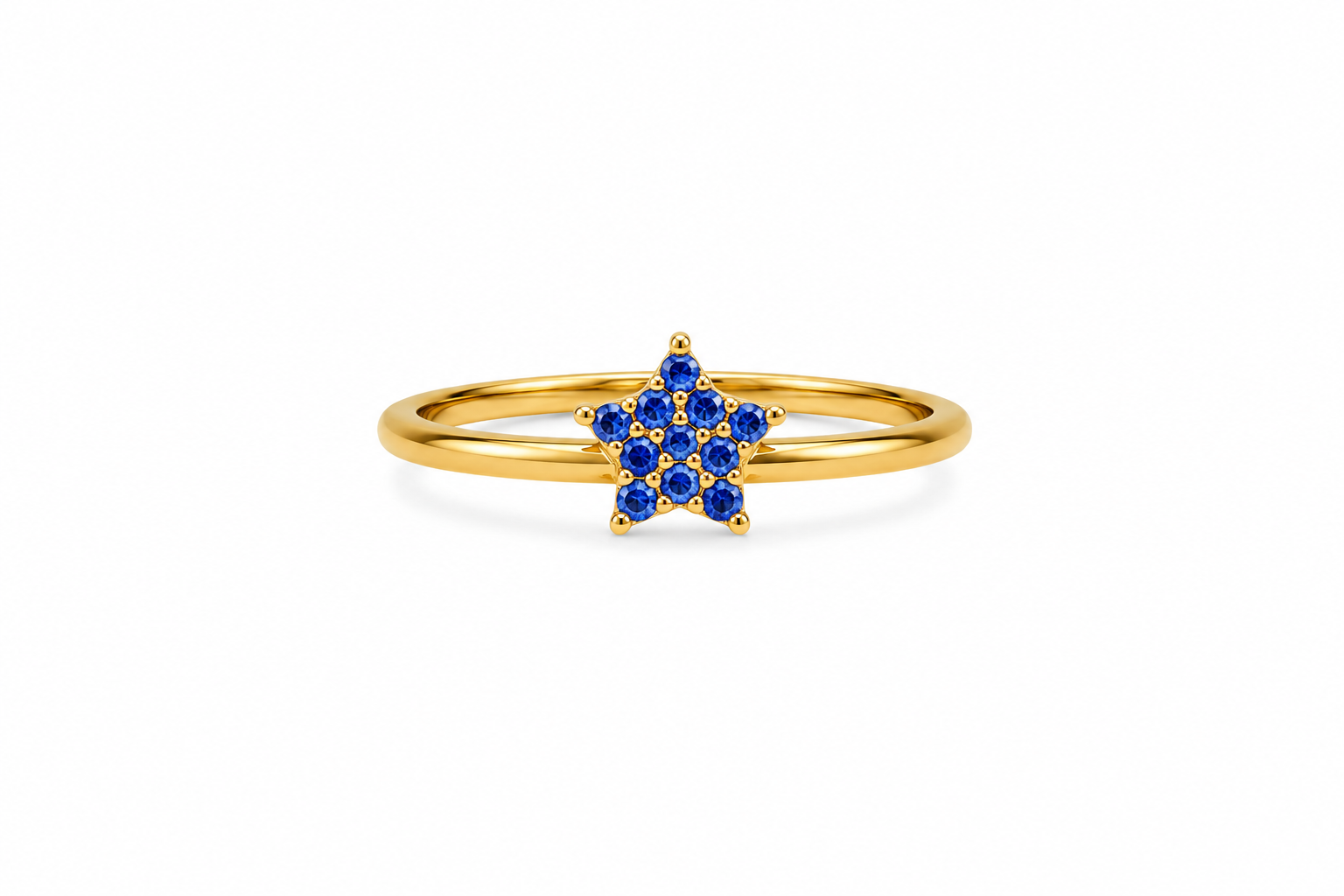 Fico Gioielli - Anello Stella con Zirconi Blu in Argento 925 Dorato